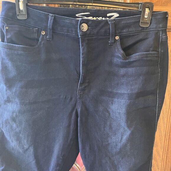 Seven7 Jeans Women's Size 14 Blue High Rise Skinny Crop Denim Ankle Dark Wash - Picture 3 of 16